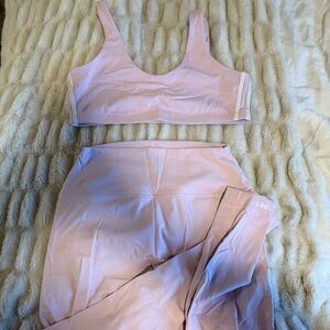 Set Active Pink Sports Bra and Leggings Set